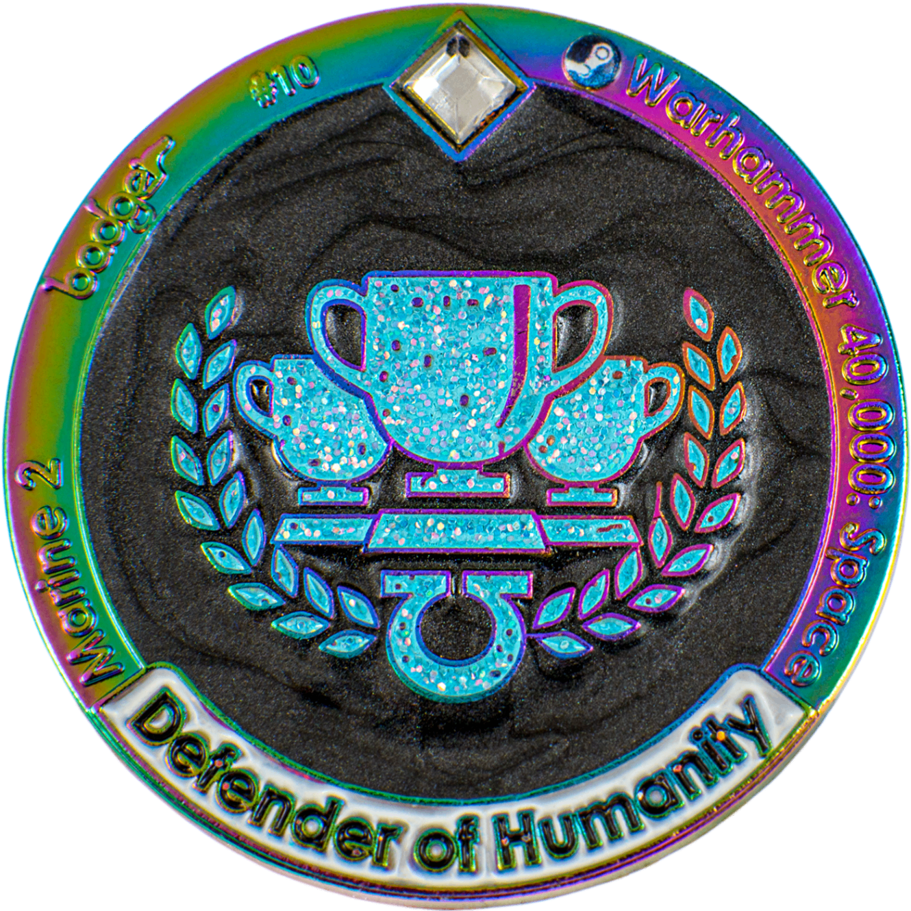 Defender of Humanity badge representing the singular rarity level