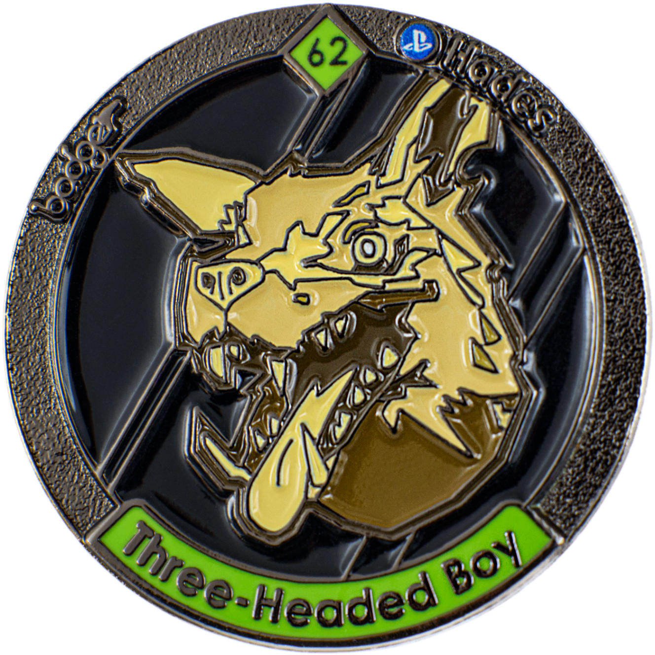 Three-Headed Boy badge representing the universal rarity level